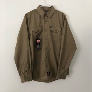 Dixxon Flannel Workforce Beige Brown Long Sleeve New NWT